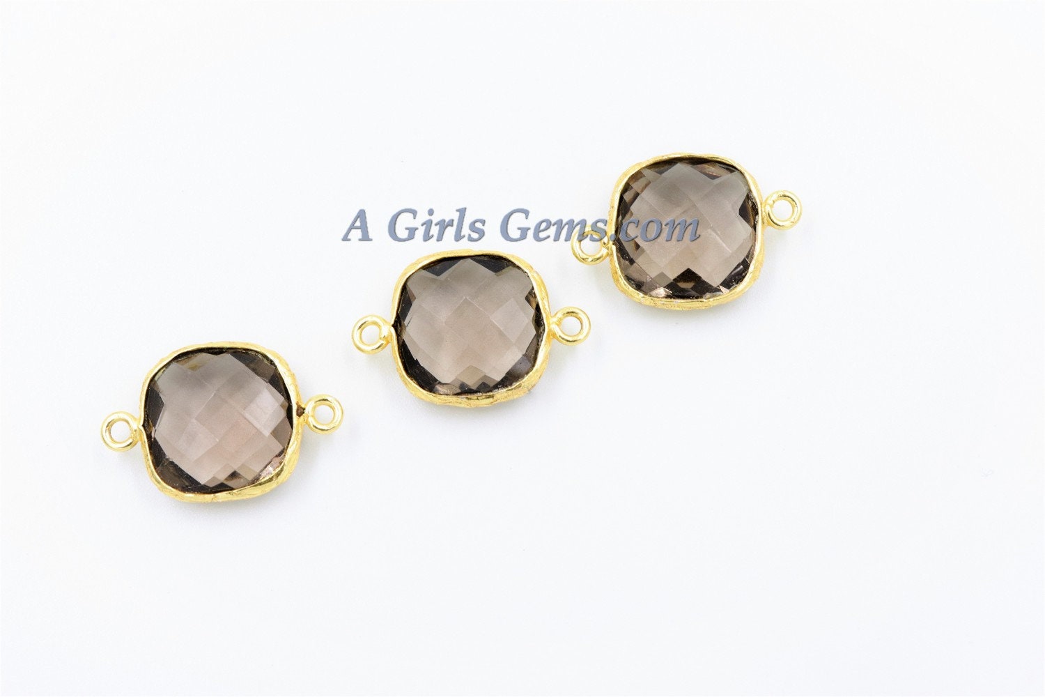 Square Gemstone Connectors, *Wide Edge* Birthstone Connectors *ALL Colors* Boho Style* Tiny Gemstone Link Charms 14 x 20 mm DIY Jewelry