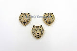 Tiger Head Pendant, AG #663, CZ Micro Pave Gold Tiger Pendant with Bail