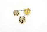 Tiger Head Pendant, AG #663, CZ Micro Pave Gold Tiger Pendant with Bail