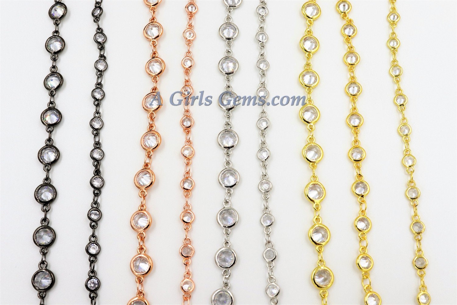 White Rosary Chain, Bezel Chain By The Yard CH #237, 4 or 6 mm