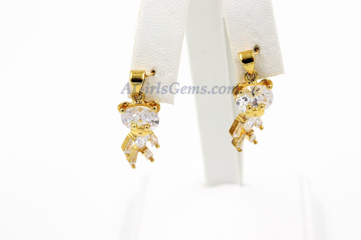 Teddy Bear Charm Pendants, 2 Pieces CZ Micro Pave Gold Crystal Movable Baby Bears Charms, Movable Dangle Animal Pendants