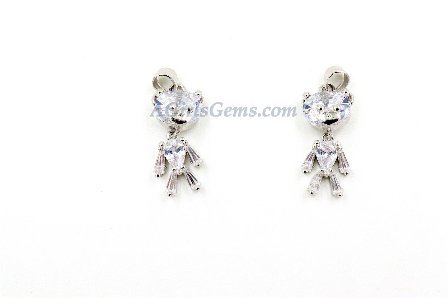 Teddy Bear Charm Pendants, 2 Pieces CZ Micro Pave Gold Crystal Movable Baby Bears Charms, Movable Dangle Animal Pendants