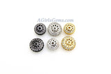 Round Donut Beads, 2 Pcs CZ Micro Pave Flat Donut 8 mm Bead, Gold