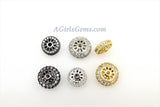 Round Donut Beads, 2 Pcs CZ Micro Pave Flat Donut 8 mm Bead, Gold