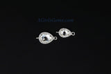 CZ Bezel Mirror Charm Connectors, 2 Pcs Gold Plated Links #176, Silver Connector for Link Chain Loop for Earrings Necklace