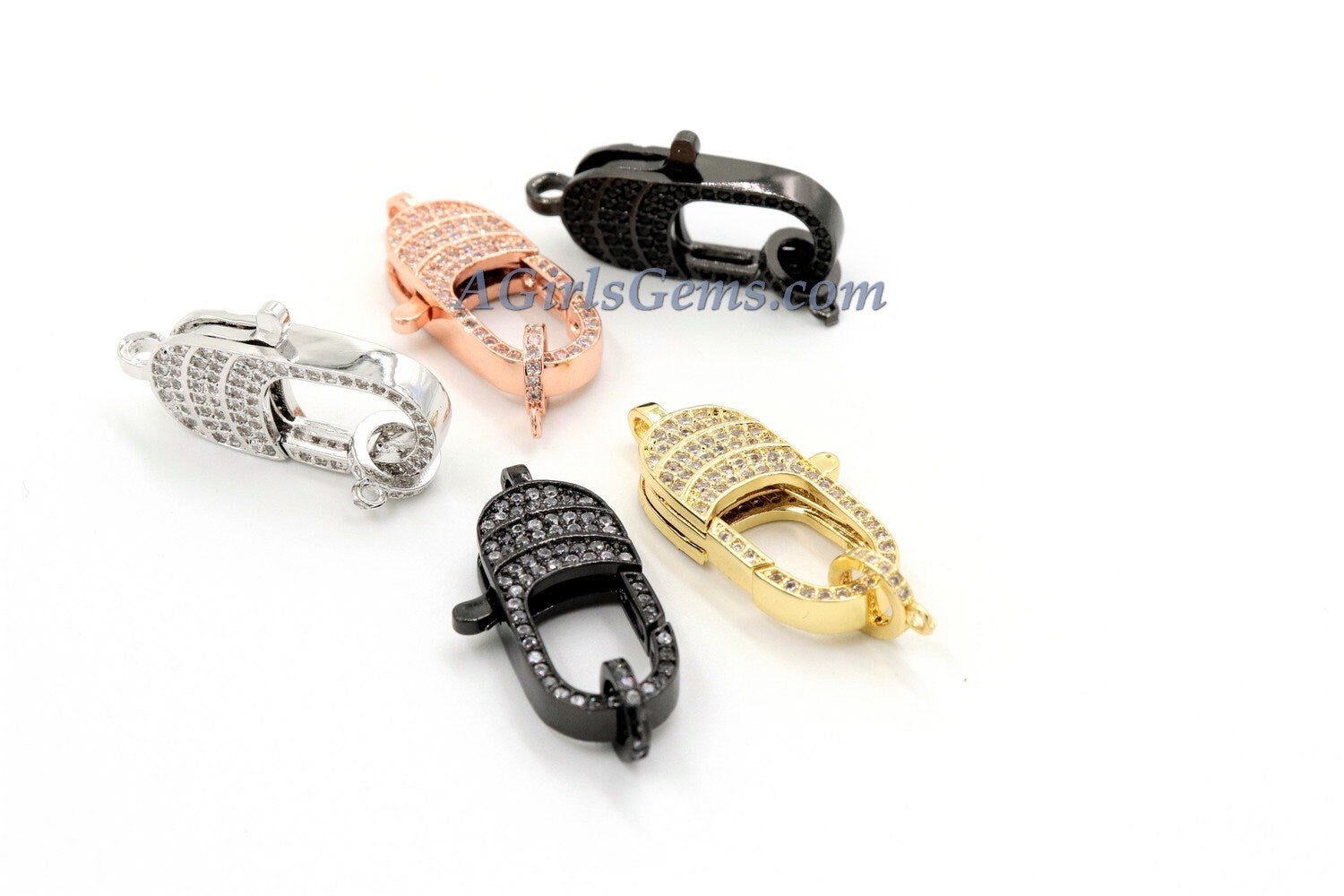 Large Lobster Clasp, CZ Rose, Gold