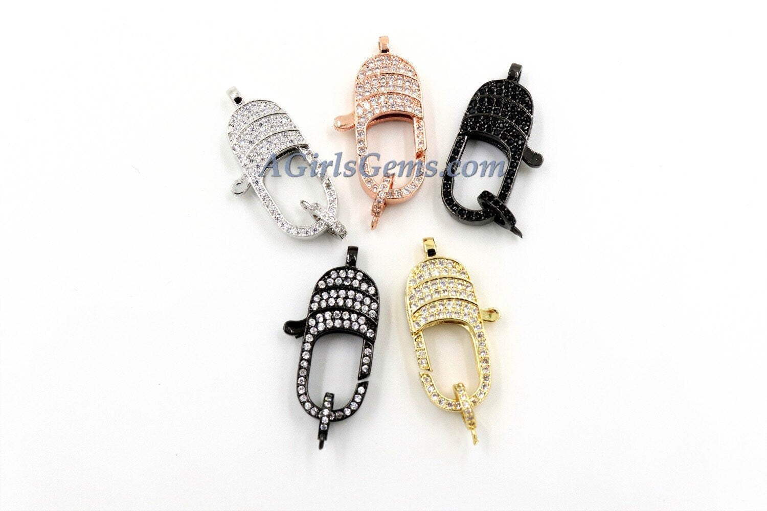 Large Lobster Clasp, CZ Rose, Gold