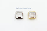 Crystal Beads, 2 Pcs Clear Chandelier Square Rectangle Soldered Bead Charms, Black Gold Necklace