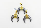 Crescent Moon Charms, Gray Mini Double Horn Natural Shell Pendant, Double Horn Small Charm Pendant