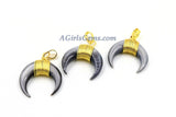 Crescent Moon Charms, Gray Mini Double Horn Natural Shell Pendant, Double Horn Small Charm Pendant