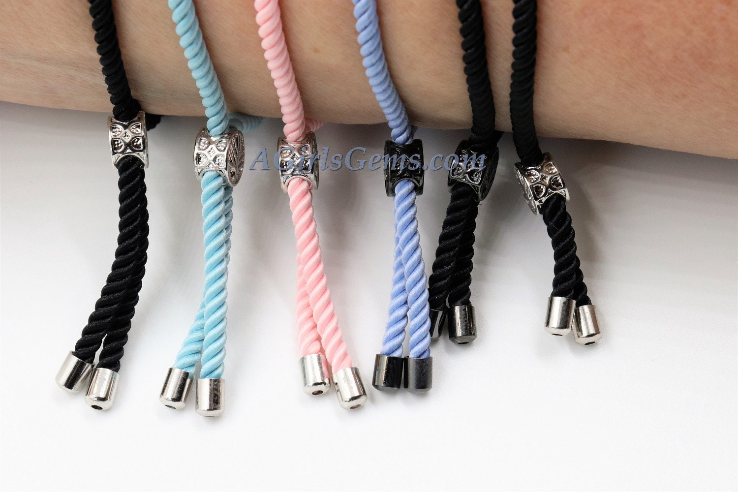 Milian Silk Cord Half Finished Bracelet, Adjustable Half Bracelets, *Upgraded* Tree of Life Bead Slide Bead