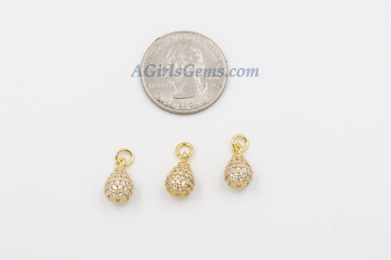 CZ Micro Pave Teardrop Charm, 6 x 13 mm Dangle Charm #64, CZ Black Pave