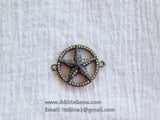 Star Sideways Connector Bead CZ Gunmetal Black Plated Starfish Link Charm Connector Link Pendant Bracelet Necklace AGGSM233