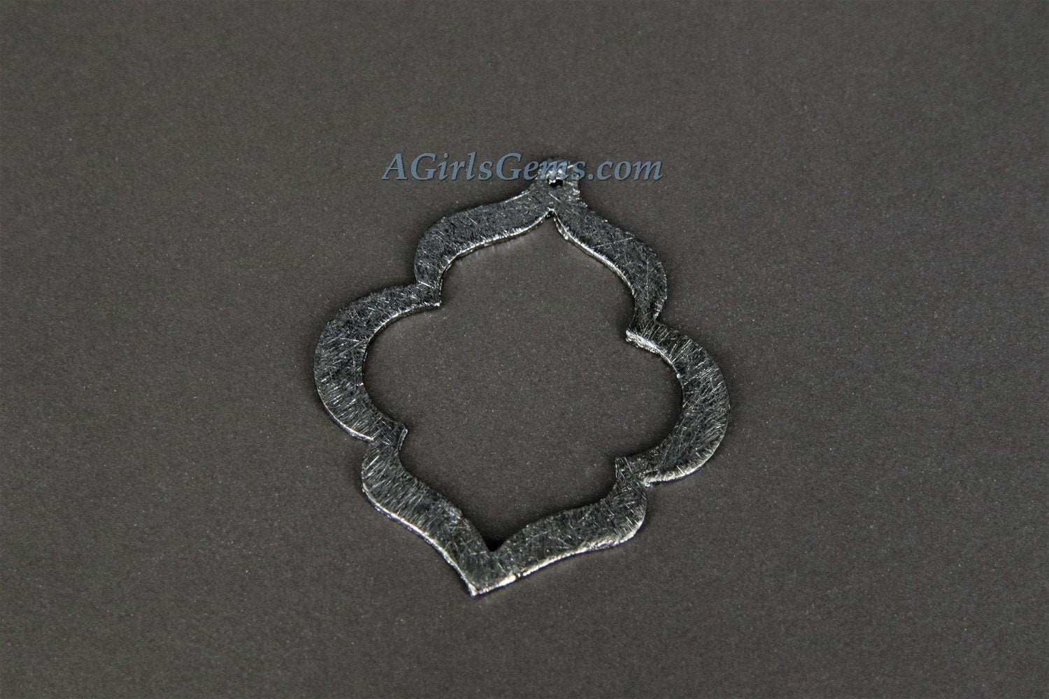 Black Teardrop Charm, Brushed Soldered Gunmetal Scallop Pendant, 32 x 40 mm