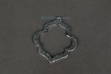 Black Teardrop Charm, Brushed Soldered Gunmetal Scallop Pendant, 32 x 40 mm