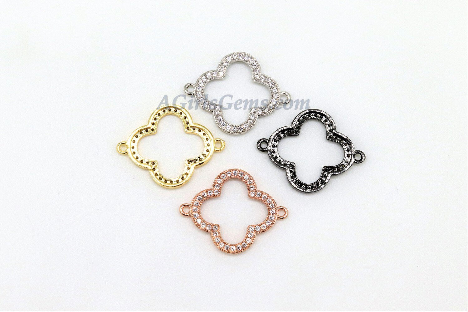 Quatrefoil Charms-CZ Micro Pave Clover Charm Pendants 18x20 mm, #167, #1 Earring Parts