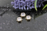 CZ Micro Pave Square Connectors or Charms #320, Cubic Zirconia Tiny Gold Filigree Bezel, 8 x 12 mm 2 Loops Earrings