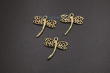 Dragonfly Charm, 4 pcs* Brushed Gold Charms for Flat Ring Hoop Earrings, Bracelet/Necklace Nature Insect Animal Charms