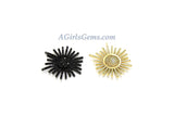 CZ Micro Pave Star Charm, Starburst Black Pave CZ Gold and Black Pave Sun, Flower Cubic Zirconia Gold Sunflower Charm
