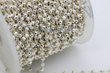 Silver Pyrite Beaded Rosary Chain, 4 mm Natural Faceted Rondelle Beads CH #506, Quality Wire Wrapped Chains