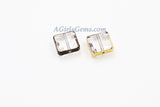 Crystal Beads, 2 Pcs Clear Chandelier Square Rectangle Soldered Bead Charms, Black Gold Necklace