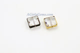 Crystal Beads, 2 Pcs Clear Chandelier Square Rectangle Soldered Bead Charms, Black Gold Necklace