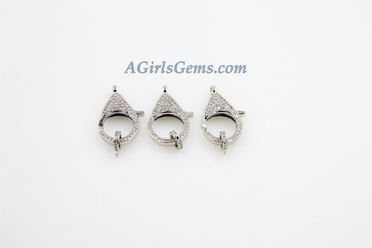 Large Lobster Clasp, CZ Pave Silver Fine Jewelry Clasps, Black Micro Pave Double Sided