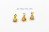 CZ Micro Pave Teardrop Charm, 6 x 13 mm Dangle Charm #64, CZ Black Pave
