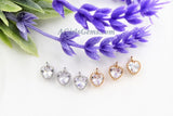 Cubic Zirconia Heart Charms, 2 Pcs Heart Shaped CZ Micro Pave Tiny Heart Love Charms, 8 x 12 mm