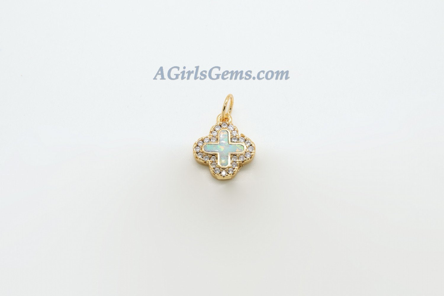 Cross Charm, CZ Pave Gold or Silver Opal Cross Pendants #418, Fire Opal Catholic Charms for Necklace Jewelry Making