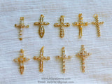 Medium CZ Cross Gold Cubic Zirconia Cross Gold Plated CZ Cross for Chain Loop for Bracelet Necklace Rosary Bracelet AG 198