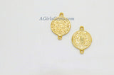 St. Benedict Medal Connectors, 3 Pcs Cross Rosary Centers, 18 K Gold Plated Cross Links; 15 x 21 mm