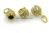 CZ Micro Pave Tassel Caps, Crown Turkish Cap with CZ Bail Bead, 18 k Gold Plated Micro Pave Bead CZ Tassel Focal Bead Caps 12 mm x 25 mm
