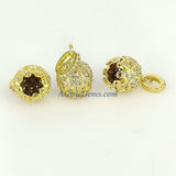 CZ Micro Pave Tassel Caps, Crown Turkish Cap with CZ Bail Bead, 18 k Gold Plated Micro Pave Bead CZ Tassel Focal Bead Caps 12 mm x 25 mm