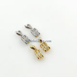 CZ Pave Gold Pinch Bails, Silver Plated Ice Pick Copper Bails, 5 x 18 mm Pendants Charms Necklace DIY Jewelry Findings