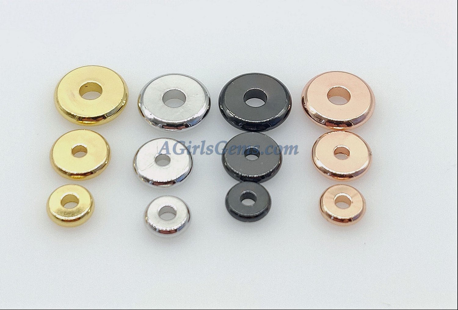 Silver Spacer Beads, 60 pcs Rondelle Spacer Donuts Beads, Flat Heishi Washer Spacers