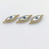 Evil Eye Connector, CZ Micro Pave Gold Shell White Evil Eye Protection Jewelry, Mother of Pearl Evil Eye Charms