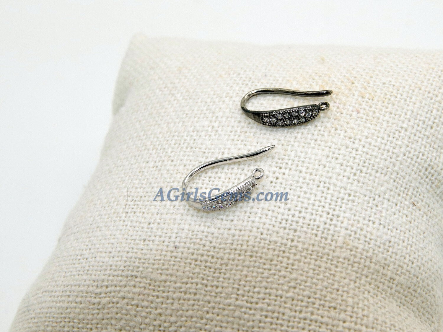 CZ Ear Hooks, Earring Findings CZ Micro Pave Earwires, Close Loop Earrings 18 k Rose Gold/Silver/Gold or Black Plated Earring Components