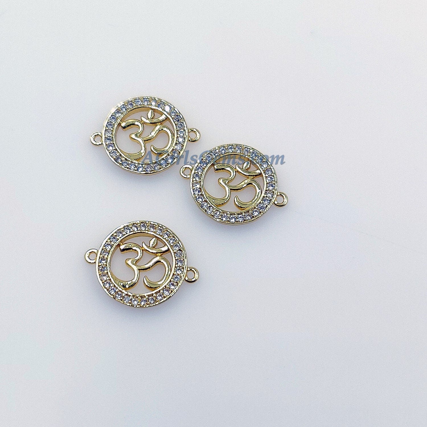CZ Micro Pave Omh Bracelet Connectors, Buddhist Yoga charms, Hindus Aum pendants for Malas