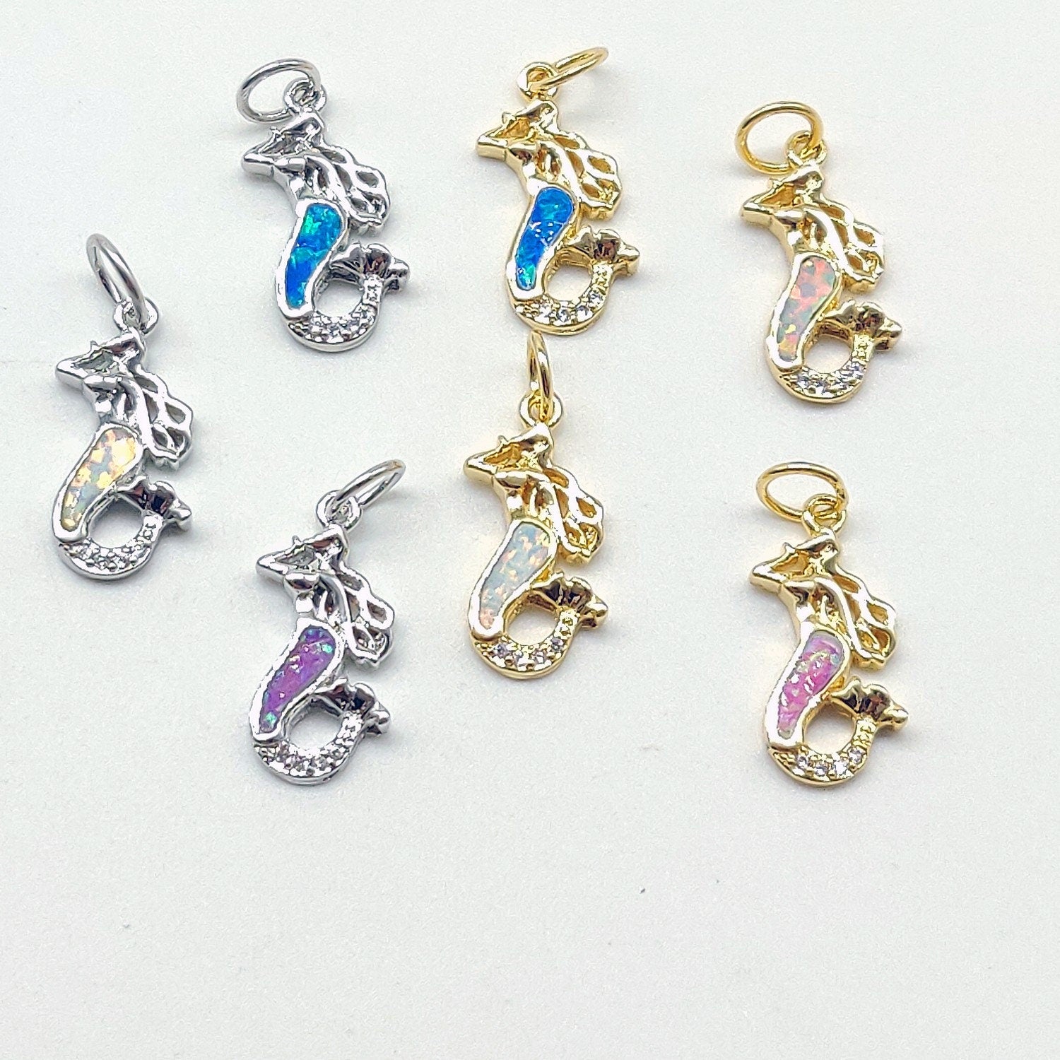 Tiny Mermaid Charms, Gold Silver CZ Micro Pave Pendants for Bracelets, Earrings