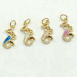 Tiny Mermaid Charms, Gold Silver CZ Micro Pave Pendants for Bracelets, Earrings