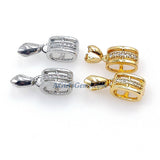 CZ Pave Gold Pinch Bails, Silver Plated Ice Pick Copper Bails, 5 x 18 mm Pendants Charms Necklace DIY Jewelry Findings