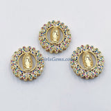 Rainbow CZ Mary Charms, CZ Micro Pave Connector Beads, Jesus Pendants