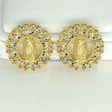 Rainbow CZ Mary Charms, CZ Micro Pave Connector Beads, Jesus Pendants