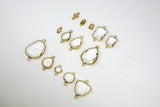 Teardrop Charm Connectors, 2 Pcs Gold Links in Rectangles, Diamond
