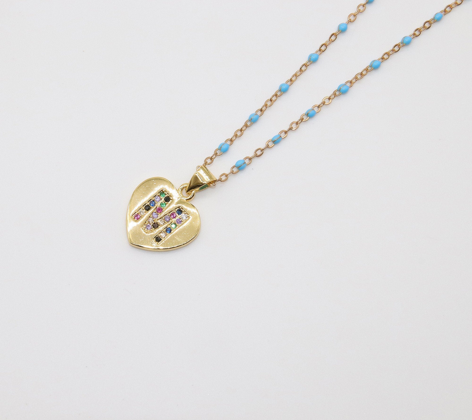 14 K Gold Initial Chain Necklace, Cubic Zirconia Baguette Round Disc Letters in Choker or Bolo Bracelet, Personalized Alphabet