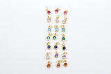 CZ Solitaire Charms, 3 Pcs 4 mm x 6 mm CZ Solitaire Dangles, Cubic Zircon in Blue Turquoise