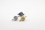 CZ Micro Pave Round Donuts Connectors, Two sided Paved Centers, Solitaire Links