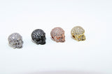 CZ Micro Pave Skull Head Beads, Rose, Gold