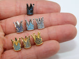 CZ Micro Pave Crown Shaped Beads, Sapphire Blue King Crown Spacer for Beaded Bracelets Necklaces, Gold